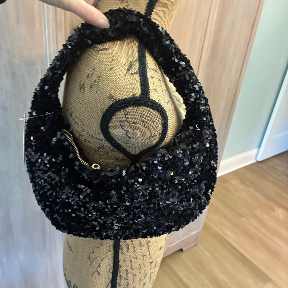 NWT Anthropologie Black sequin hobo Handbag Edition - Picture 13 of 15
